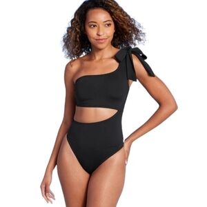 Shade & Shore Women One Shoulder Bow Cut Out One Piece Swimsuit
